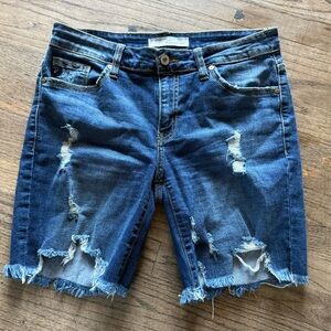 Distressed Blue Denim Shorts